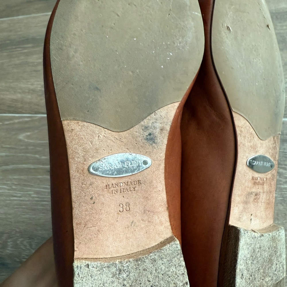 Sarah Flint Natalie Bow Flats in Saddle Vachetta Brown Leather - 38 EU / 8 US - Picture 8 of 9